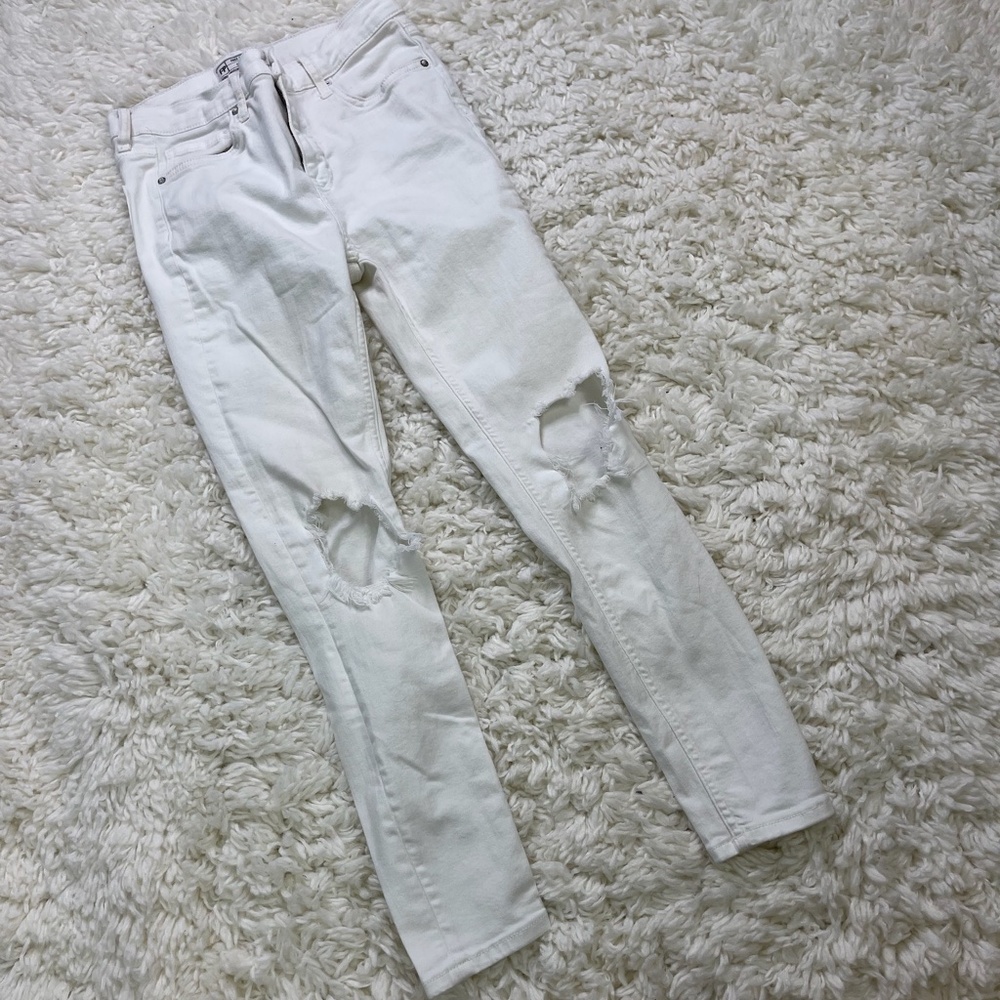 Free People Women's Busted Knee High Waist Skinny Jeans White